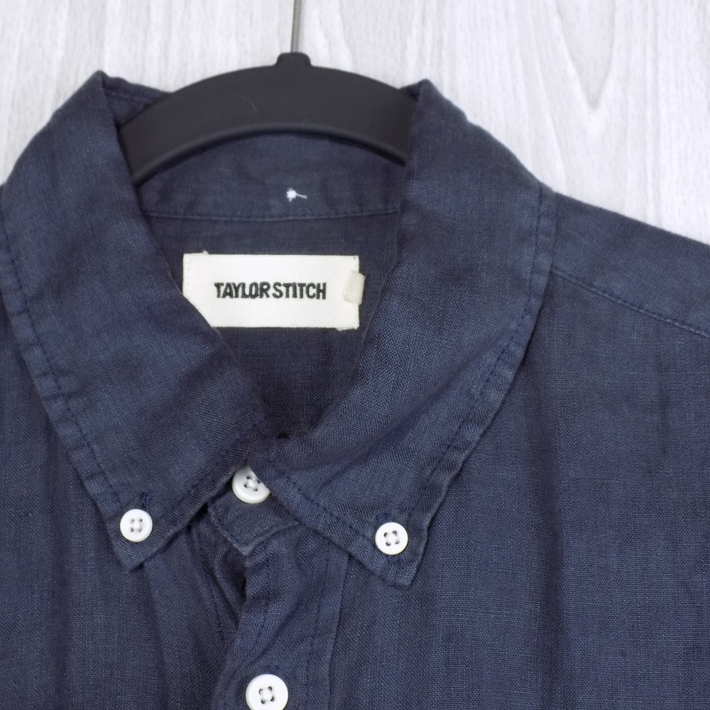 Taylor Stitch The Jack Linen Shirt Mens Size Medium 40 Navy Blue Button-down EUC